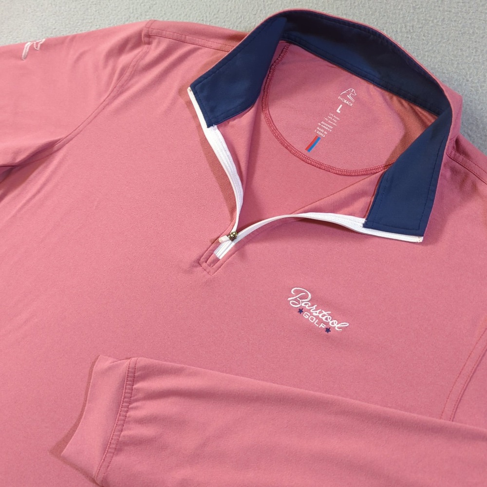 Rhoback Barstool Golf Pullover Mens Large Coral Quarter Zip Performance Stretch